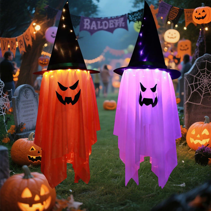Svkipibe 2PCS 42x14in Halloween Large Standing Ghost Lights Orange 8 Modes by Deal US