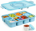 Caperci Snackle Box Large 10-Compartment Tray with Lid Handle Blue by Deal US