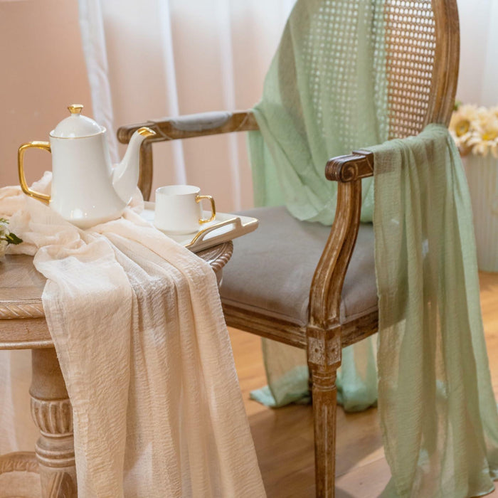 Sioipioi Sage Green Cheesecloth Table Runner 35x120 Inch 1 Pack by Deal US