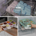 Caperci Snackle Box Large 10-Compartment Tray with Lid Handle Blue by Deal US