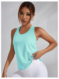 OYOANGLE Women's Sleeveless Racer Back Sports Tank Top Light Blue Size XL by Deal US