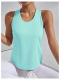 OYOANGLE Women's Sleeveless Racer Back Sports Tank Top Light Blue Size XL by Deal US