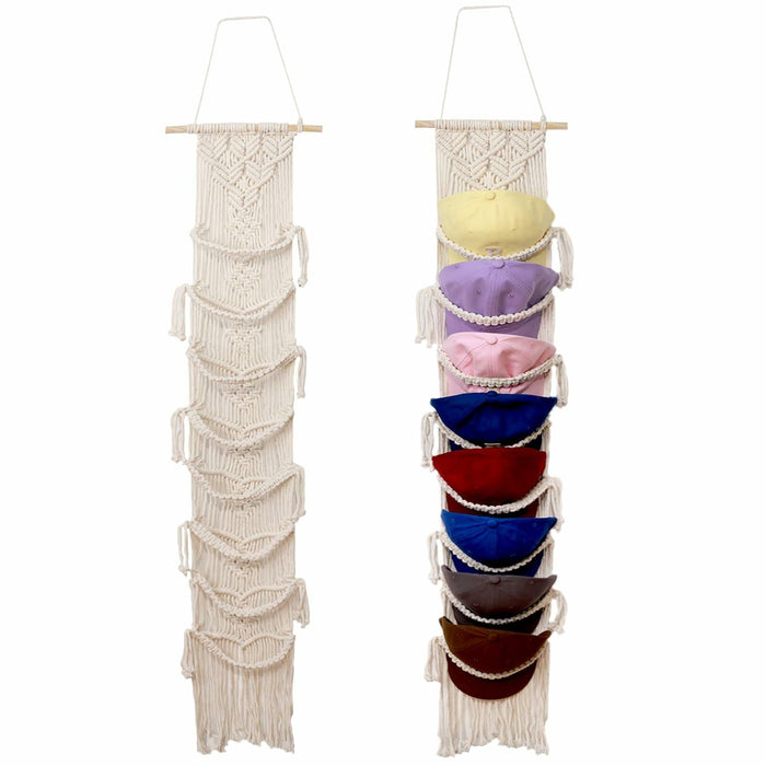 Hommtina Wall Mounted Hat Rack Organizer Brown 2 Pack Bohemian Style by Deal US