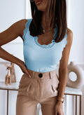 miduo Womens Summer Casual Lace Cami Ribbed Knit Tank Top Blue Size S by Deal US