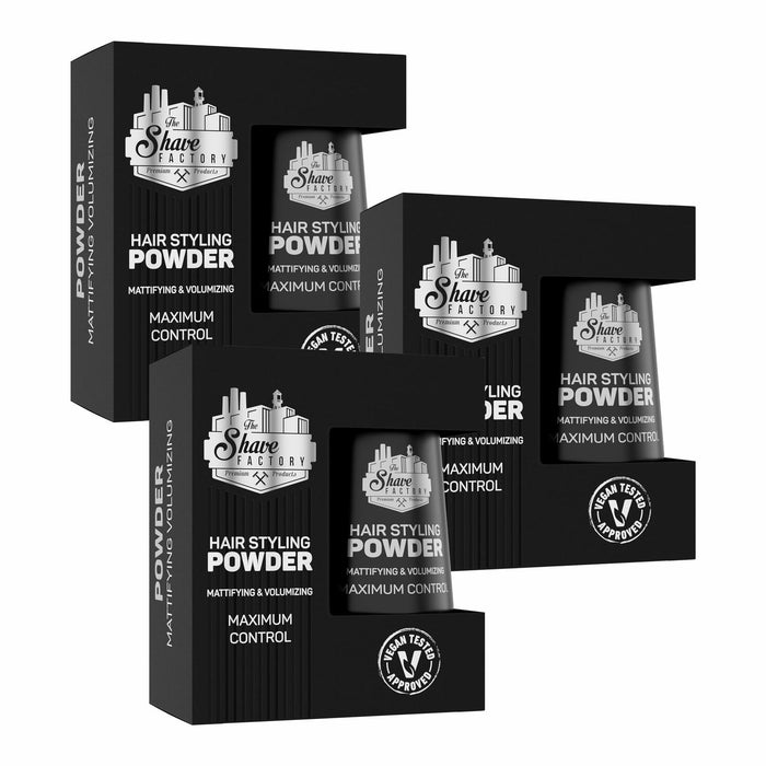 The Shave Factory Hair Styling Powder 20g Mattifying Volumizing 3 Pack Black by Deal US