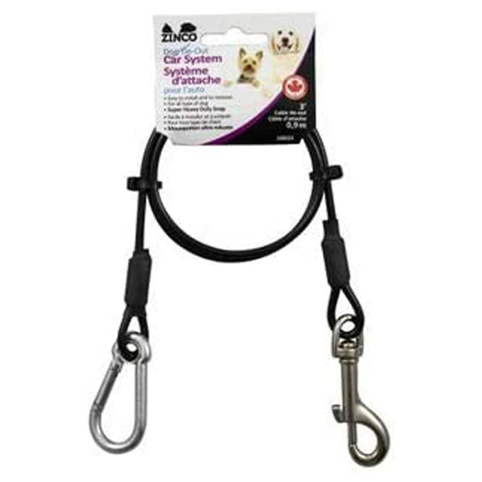 Zinco Heavy Duty Chew Proof Dog Car Leash Black Vinyl Coating Medium by Deal US