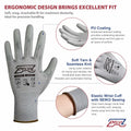 PTCOL PU Coated Work Gloves 12 Pairs Black Polypropylene Size XL by Deal US