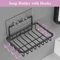 Ailibuligo Adhesive Soap Bar Holder with Hooks Black 4 Pack Shower Wall by Deal US