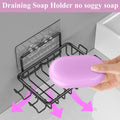 Ailibuligo Adhesive Soap Bar Holder with Hooks Black 4 Pack Shower Wall by Deal US