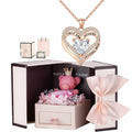Generic Preserved Rose Gift Box with Pink Moss Bear & Necklace Gift by Deal US