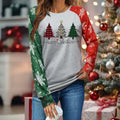 ADIAOA Women's Christmas Color-Block Botany Cartoon Shirt Greentree Size L by Deal US