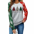 ADIAOA Women's Christmas Color-Block Botany Cartoon Shirt Greentree Size L by Deal US