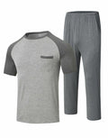 MoFiz Mens Sleepwear Pajama Set Lightweight Cotton Dark Gray Light Grey Size XL by Deal US