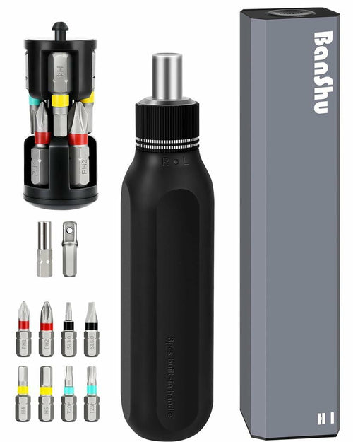 Banshu 12-in-1 Ratchet Screwdriver Set Magnetic Bits Case Colorful Alloy Steel by Deal US