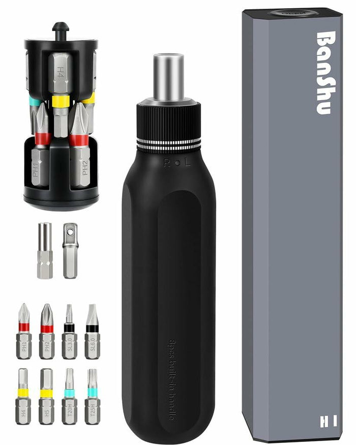 Banshu 12-in-1 Ratchet Screwdriver Set Magnetic Bits Case Colorful Alloy Steel by Deal US