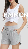 Haimont Women's Heather Grey Cotton Sweat Shorts 4" High Waist Pockets Size XXL by Deal US