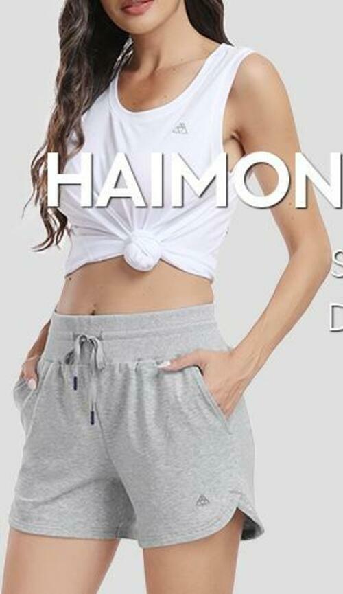 Haimont Women's Heather Grey Cotton Sweat Shorts 4" High Waist Pockets Size XXL by Deal US