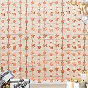 WenmthG 2 Pack Rose Gold 16th Birthday Party Decorations 3.3x6.6ft by Deal US