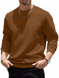 HOTake Mens Waffle Texture Pullover Sweatshirt Brown Size Small by Deal US