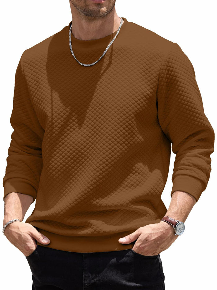 HOTake Mens Waffle Texture Pullover Sweatshirt Brown Size Small by Deal US
