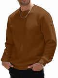 HOTake Mens Waffle Texture Pullover Sweatshirt Brown Size Small by Deal US