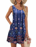 AUSELILY Women's Sleeveless Floral Mini Dress with Pockets Red Flowers Size L by Deal US