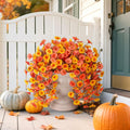 HyeFlora 2 PCS Faux Fall Hanging Flowers Plants UV Resistant Orange+Yellow by Deal US