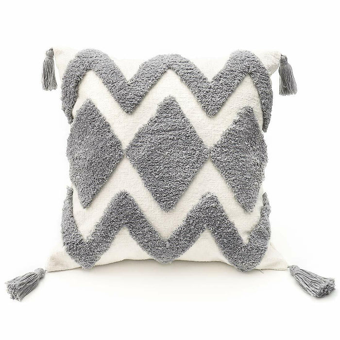 PLWORLD Boho White Moroccan Tufted Throw Pillow Cover 20x20 Inch Cream 1 PC by Deal US