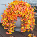 HyeFlora 2 PCS Faux Fall Hanging Flowers Plants UV Resistant Orange+Yellow by Deal US
