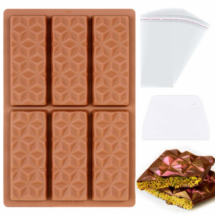 KASHME Chocolate Bar Mold Silicone Deep Large 1 Inch Brown 1 Pc by Deal US