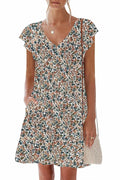nclook Womens Summer Casual V Neck Mini Dress Ruffle Pockets Multicolour XL by Deal US