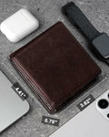 FLETUTE Full-Grain Leather Slim Airtag Wallet Mens Luxury Blue by Deal US
