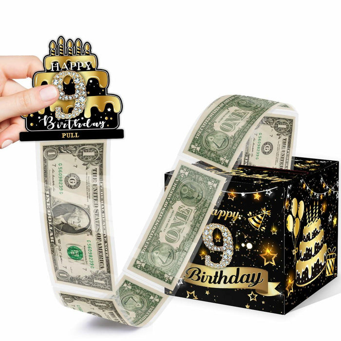 Toerifer 9th Birthday Money Box Set Black Gold PVC One Size by Deal US