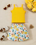 Kucnuzki Yellow Floral Sleeveless Tank Top Bow Tie Summer Shirt Size 3-4T by Deal US