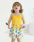Kucnuzki Yellow Floral Sleeveless Tank Top Bow Tie Summer Shirt Size 3-4T by Deal US