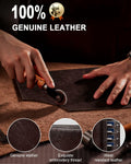 FLETUTE Full-Grain Leather Slim Airtag Wallet Mens Luxury Blue by Deal US