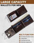 FLETUTE Full-Grain Leather Slim Airtag Wallet Mens Luxury Blue by Deal US