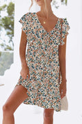 nclook Womens Summer Casual V Neck Mini Dress Ruffle Pockets Multicolour XL by Deal US