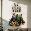heiwinner Herb Drying Rack Hanging Rustic Wood 4-Compartment 15.7x5.9x0.59 by Deal US
