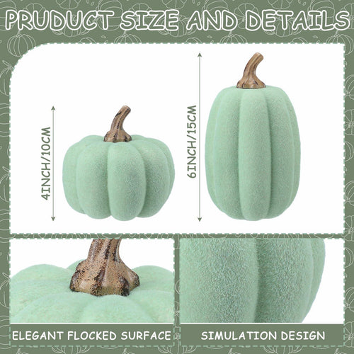 Vicenpal 2 Pcs Green Foam Pumpkins Fall Thanksgiving Decor Flocked Velvet by Deal US