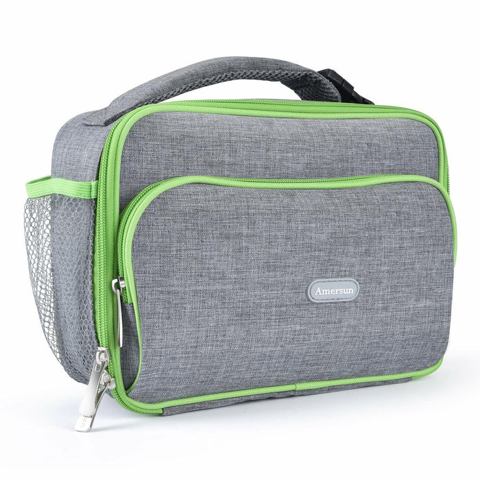 Amersun Insulated Lunch Box with 2 Pockets Padded Liner Dark Gray 4 Compartments by Deal US