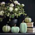 Vicenpal 2 Pcs Green Foam Pumpkins Fall Thanksgiving Decor Flocked Velvet by Deal US