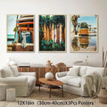 WYHLMTQ Bohemian Beach 3pcs Canvas Wall Art 12x16in Coastal Tropical by Deal US