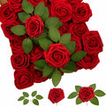 Yaqulen 60Pcs Artificial Foam Rose Flowers with Stems Red for Decorations by Deal US