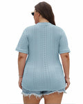KARALIN Womens Plus Size Roll Short Sleeve V Neck Top Light Yellow Size 4XL by Deal US