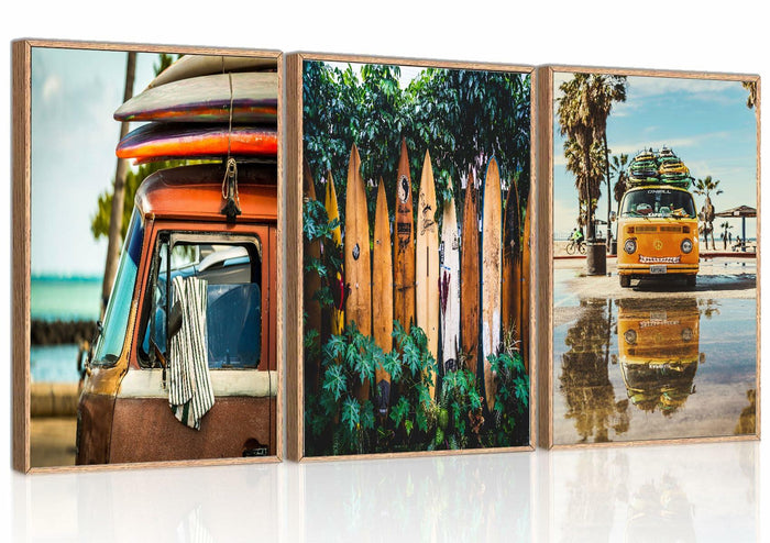 WYHLMTQ Bohemian Beach 3pcs Canvas Wall Art 12x16in Coastal Tropical by Deal US
