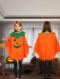 qqpouc Pumpkin Costume Glow in Dark Halloween Poncho Headband Candy Bags 3-7Y by Deal US