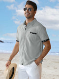 TRFIC Men's Casual Short Sleeve Button Down Shirt Grey Size 3X-Large by Deal US