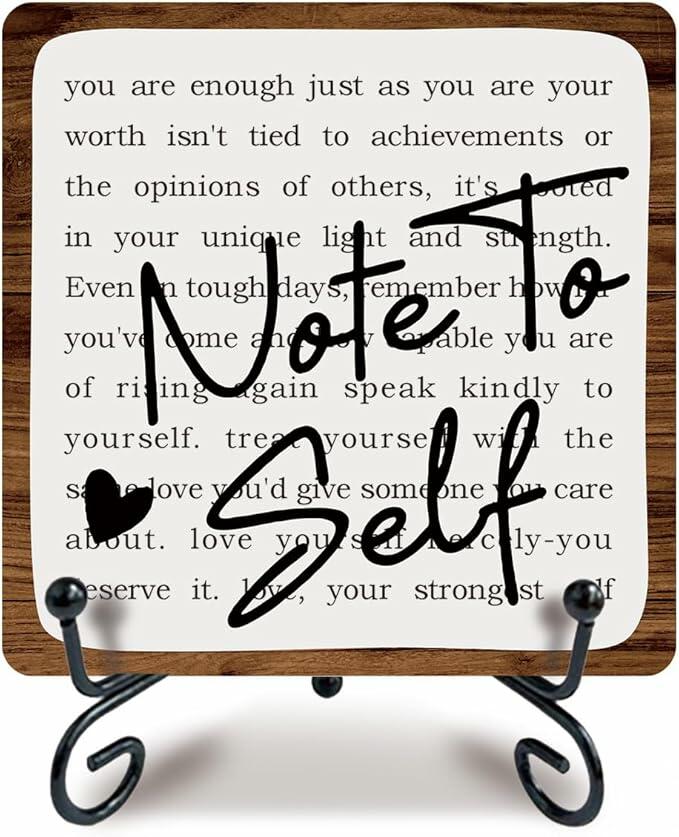 Ketsord 5x5 Black Gossip Wood Plaque Note To Self Inspirational Quote by Deal US