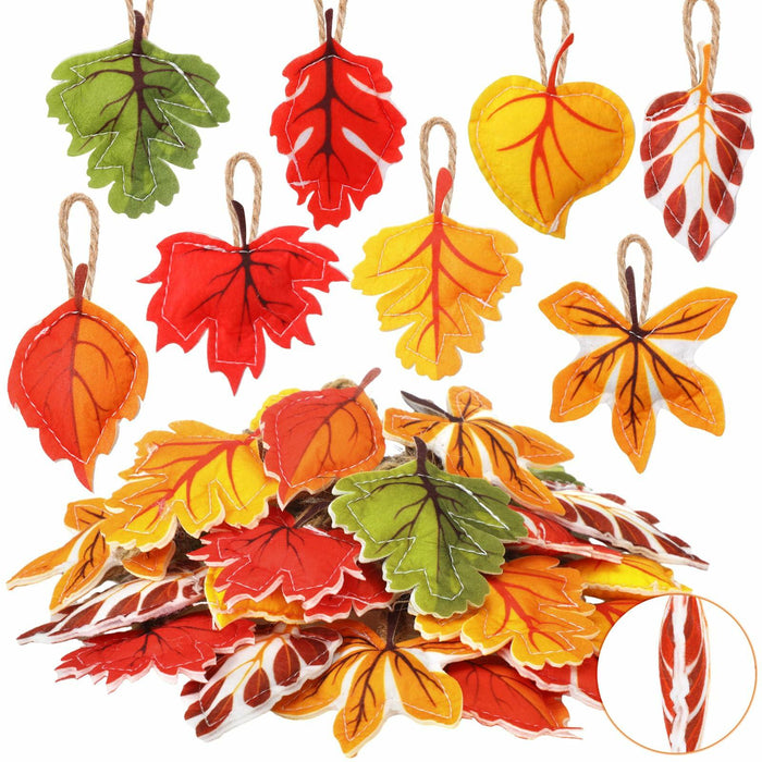 HunnmingRe 24 Pcs Thanksgiving Fall Felt Ornaments Maple Leaf Orange Decor by Deal US